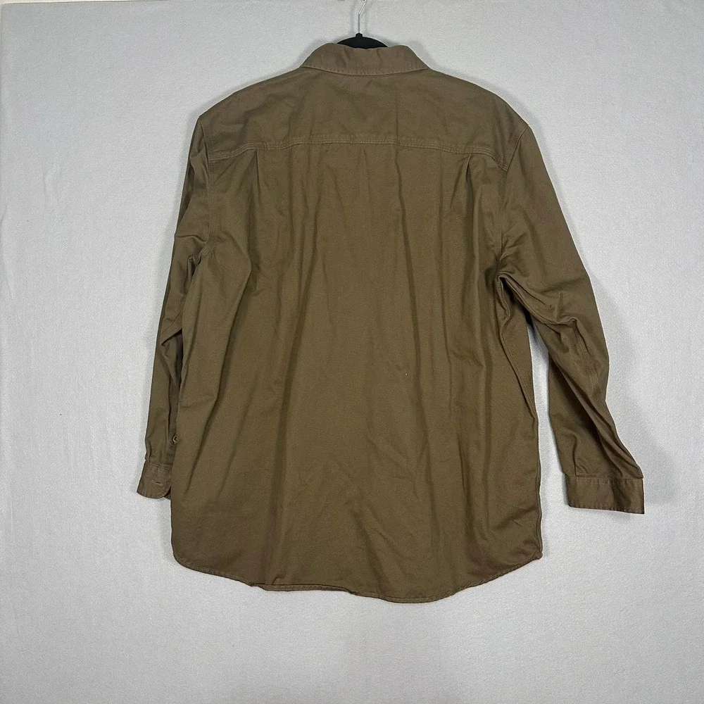 Carhartt Mens 2XL Original Fit Long Sleeve Button Down Work Shirt Brown Canvas - Picture 3 of 4
